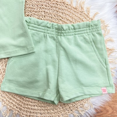 Conj. Blusa Lovely em Paetê e Short em Moletinho - Verde 